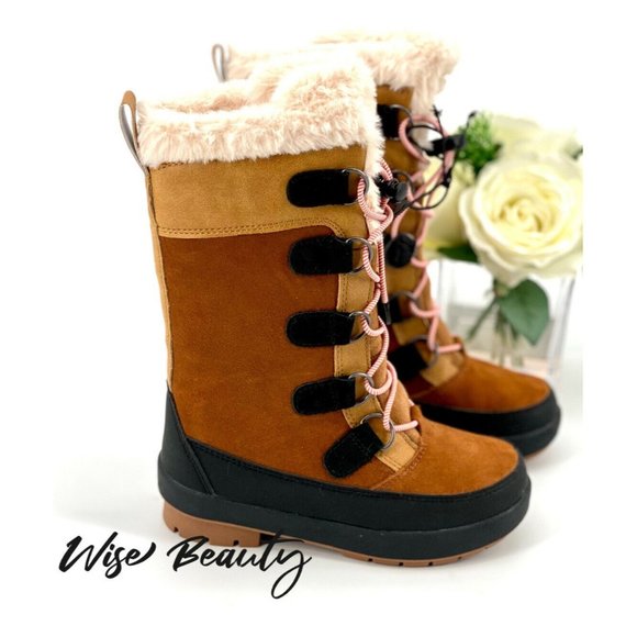 NEW Girl’s Alberta Boots Size 13 Shoe Brown Thermolite Insulated All In Motion - Picture 2 of 8